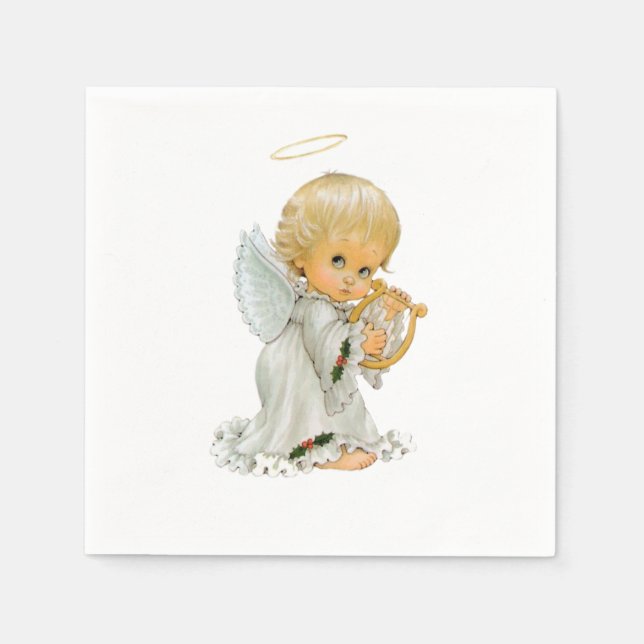 Valentine's Day Paper Napkins, Angel Napkin (Front)