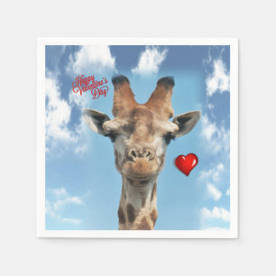 Valentine's Day Paper Napkins Giraffe