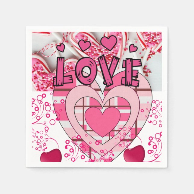 Valentine's Day Paper Napkins, Love Napkin (Front)