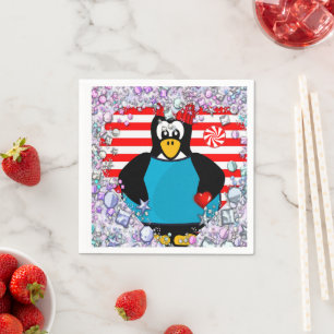 Valentine's Day Paper Napkins, Penguin Hearts Napkin