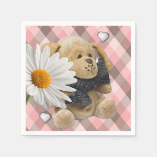 Valentine's Day Paper Napkins, Teddy Bear Napkin