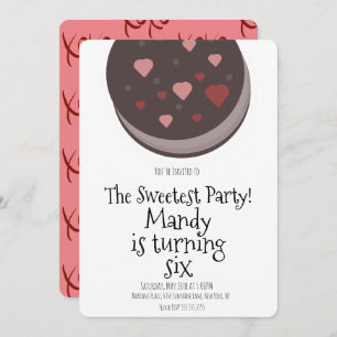 Valentines Day Party Cute Cookie Heart XOXOXO Invitation