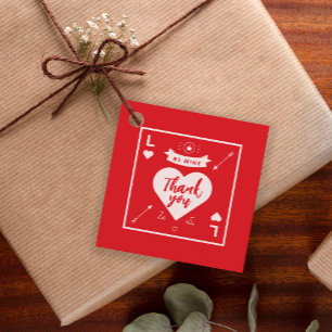 Valentine's Day Party Heart and Love Red Favour Tags