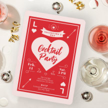 Valentine's Day Party Heart and Love Red Invite