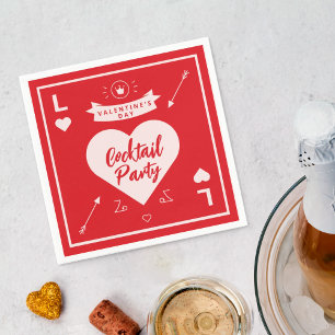 Valentine's Day Party Heart and Love Red Napkin