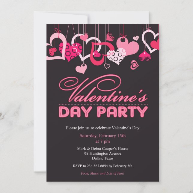 Valentine's Day Party Invitation Flat Card (Front)