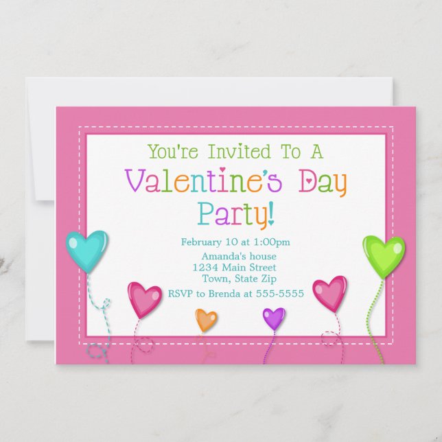 Valentine's Day Party Invitation, Kid Heart Invitation (Front)