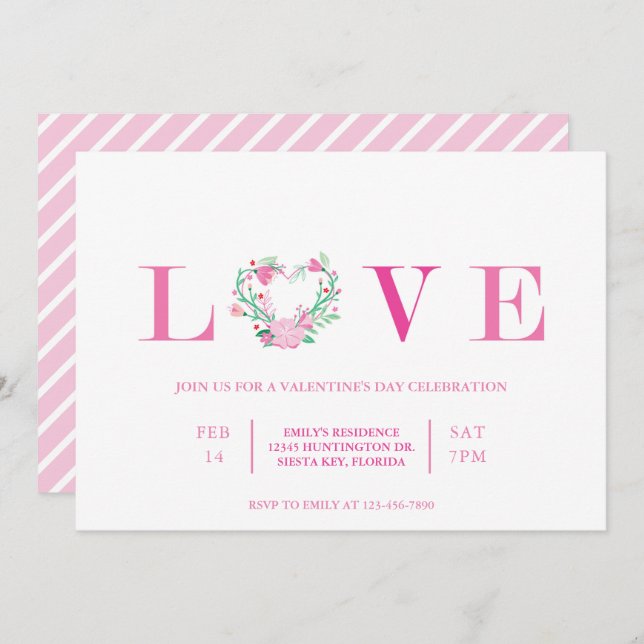 Valentine's Day Party Invitation Love Galentine (Front/Back)