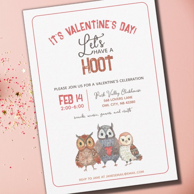 Valentine's Day Party Owl Themed Invitation (Creator Uploaded)