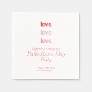 Valentine's Day Party Pink and Red typography Napkin