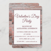 Valentine's Day Party Rose Gold Foil & Rustic Wood