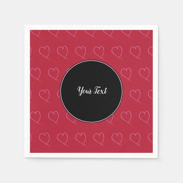 Valentines Day Party Scribble Hearts Napkin (Front)