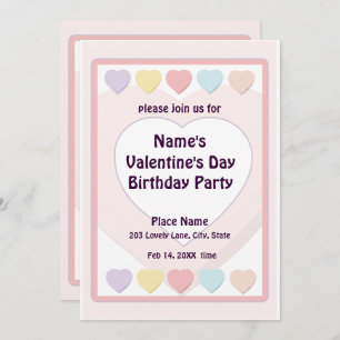 Valentine's Day Pastel Birthday Party N Invitation