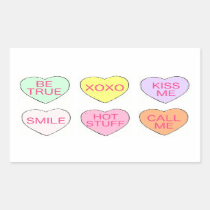 Valentine's Day Pastel Love Candy Hearts Valentine Rectangular Sticker