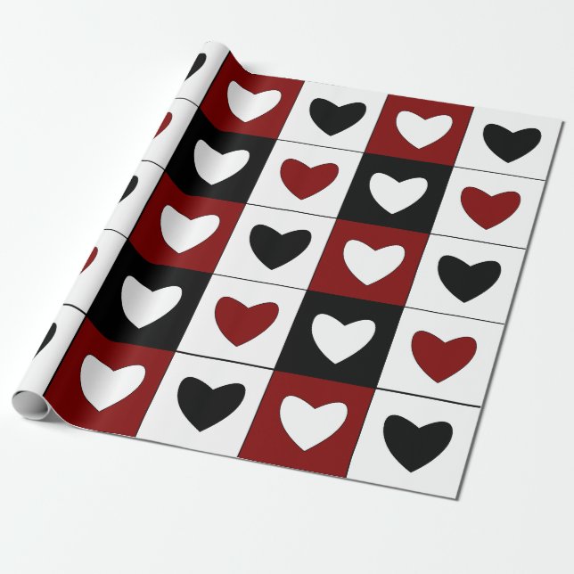Valentines Day Pattern Happy Hearts Pattern Wrapping Paper (Unrolled)