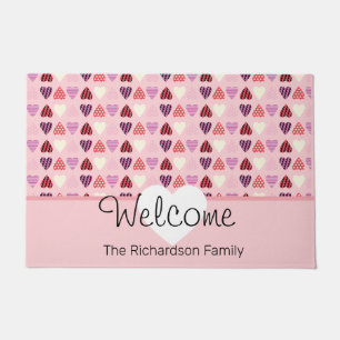 Valentines Day Pattern Hearts Cute Pink Doormat