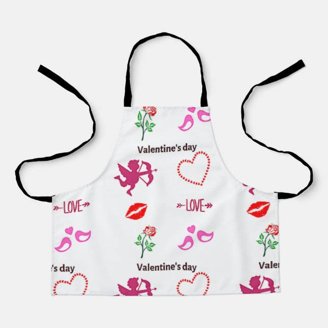 Valentine's day pattern on white apron (Front)