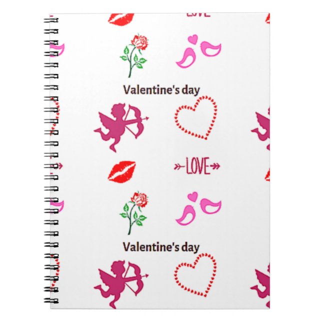 Valentine's day pattern on white notebook (Front)