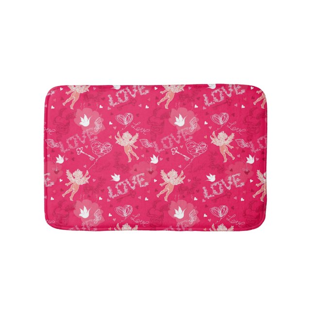 Valentine's Day  Pattern With Cupid Bath Mat (Front)
