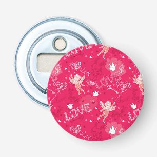 Valentine's Day Pattern With Cupid Bottle Opener