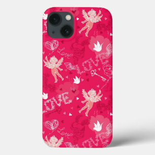 Valentine's Day Pattern With Cupid iPhone 13 Case