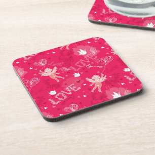 Valentine's Day  Pattern With Cupid Coaster