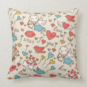 Valentine's Day Pattern with Cupid Cushion