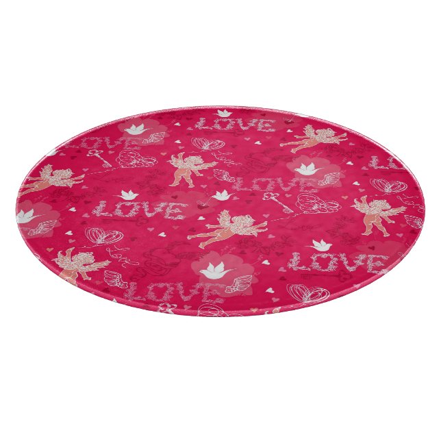 Valentine's Day  Pattern With Cupid Cutting Board (Corner)