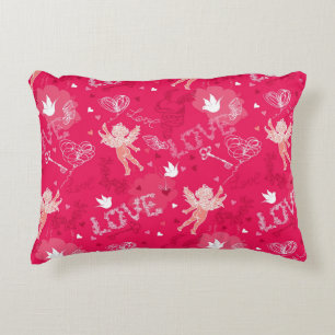 Valentine's Day  Pattern With Cupid Decorative Cushion