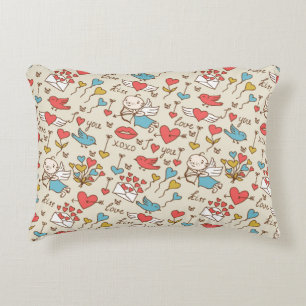 Valentine's Day Pattern with Cupid Decorative Cushion