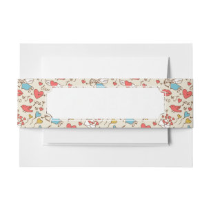 Valentine's Day Pattern with Cupid Invitation Belly Band