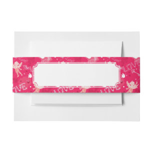 Valentine's Day  Pattern With Cupid Invitation Belly Band