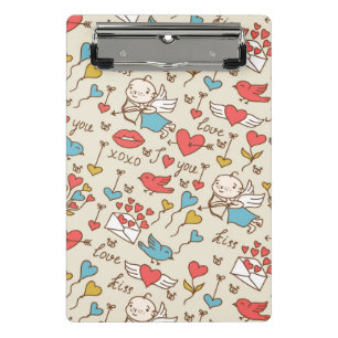Valentine's Day Pattern with Cupid Mini Clipboard