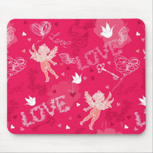 Valentine's Day  Pattern With Cupid Mouse Pad