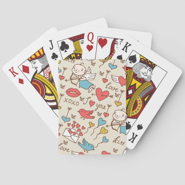 Valentine's Day Pattern with Cupid Playing Cards (Back)