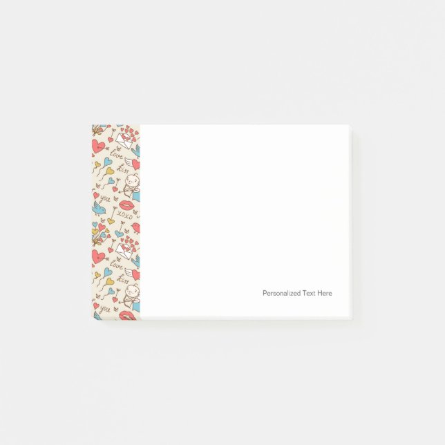 Valentine's Day Pattern with Cupid Post-it Notes (Front)