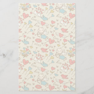 Valentine's Day Pattern with Cupid Stationery