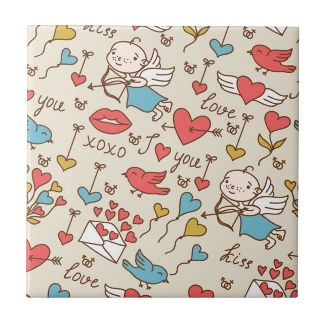 Valentine's Day Pattern with Cupid Tile (Front)