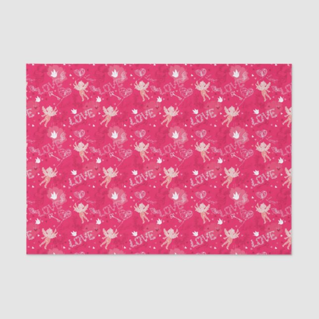 Valentine's Day  Pattern With Cupid Tissue Paper (Front)