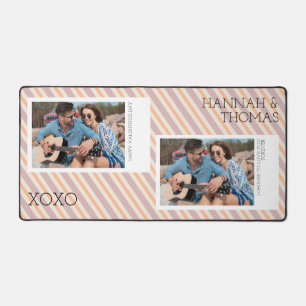 Valentines Day Peach Photo Collage Desk Mat