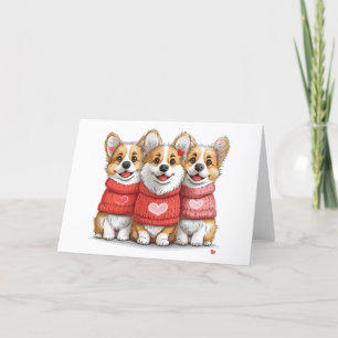 Valentines Day Pembroke Welsh Corgi Dogs Holiday Card