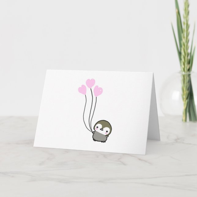 Valentines Day Penguin Card (Front)