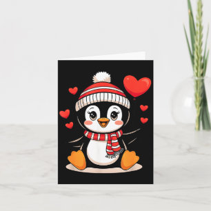 Valentine's Day Penguin Heart Balloon Cute  Card