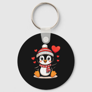 Valentine's Day Penguin Heart Balloon Cute  Key Ring