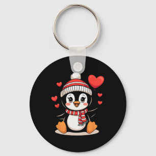 Valentine's Day Penguin Heart Balloon Cute  Key Ring