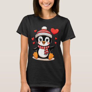 Valentine's Day Penguin Heart Balloon Cute  T-Shirt