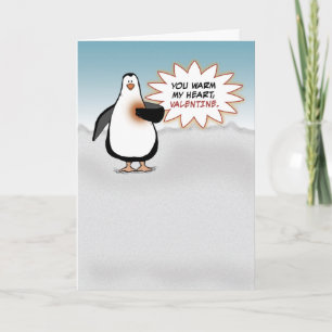 Valentine's Day: Penguin With Warm Heart Holiday Card