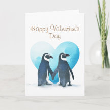 Valentine's Day Penguins Greeting Card 