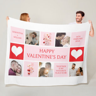 Valentines Day Personalised Photo Collage Fleece Blanket