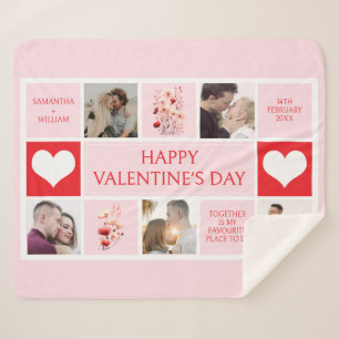 Valentines Day Personalised Photo Collage  Sherpa Blanket